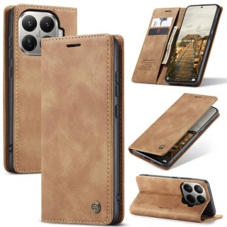 CaseMe Xiaomi 15T Pro Wallet Magnetic Suede Leather Case Brown
