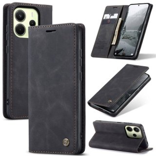 CaseMe Xiaomi Redmi Note 14 4G Wallet Magnetic Suede Leather Case Black