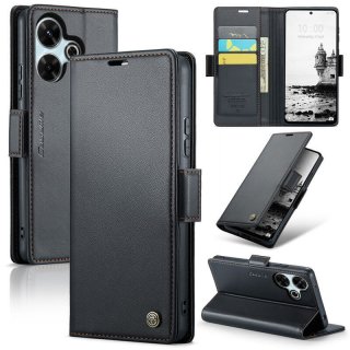 CaseMe Xiaomi Redmi 13 Wallet RFID Blocking Magnetic Buckle Case Black