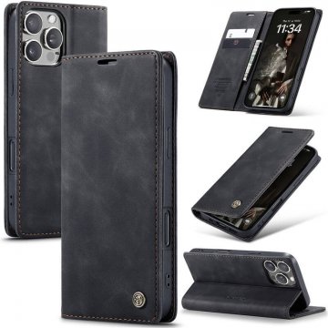 CaseMe iPhone 16 Pro Wallet Magnetic Suede Leather Case Black