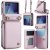 CaseMe Samsung Galaxy Z Flip8 RFID Blocking Card Holder Case with Crossbody Strap Pink