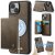 CaseMe iPhone 13 2-in-1 Detachable Magnetic Wallet Case with RFID Blocking, Card Holder & MagSafe Compatible - Coffee