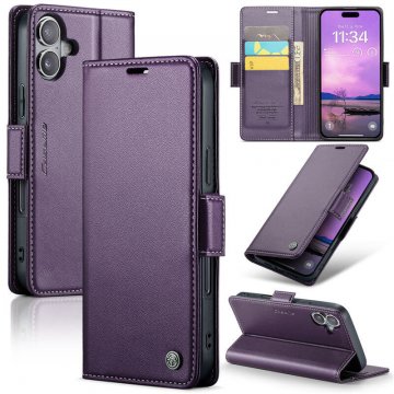 CaseMe iPhone 17 Wallet RFID Blocking Magnetic Buckle Case Purple