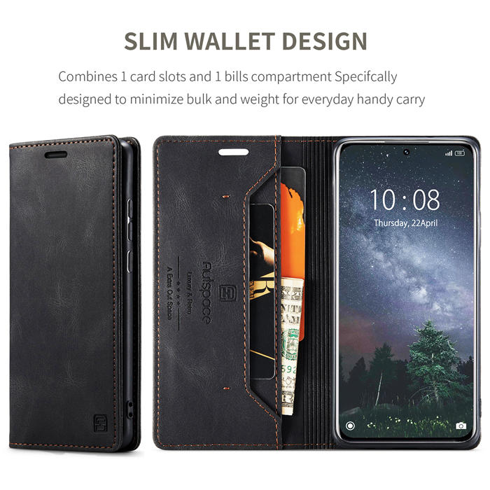 Autspace Xiaomi 12 Pro RFID Blocking Wallet Kickstand Magnetic Case