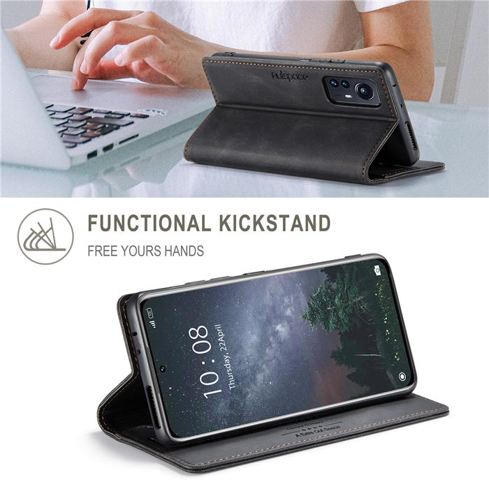 Autspace Xiaomi 12 Pro RFID Blocking Wallet Kickstand Magnetic Case