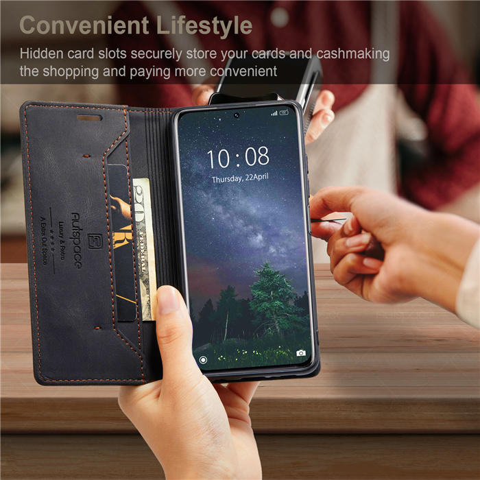 Autspace Xiaomi 12 Pro RFID Blocking Wallet Kickstand Magnetic Case