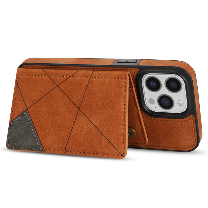 Wallet Kickstand Line Leather Magnetic Button Cover