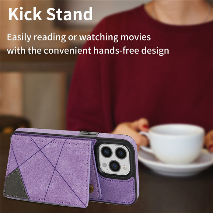 Wallet Kickstand Line Leather Magnetic Button Cover