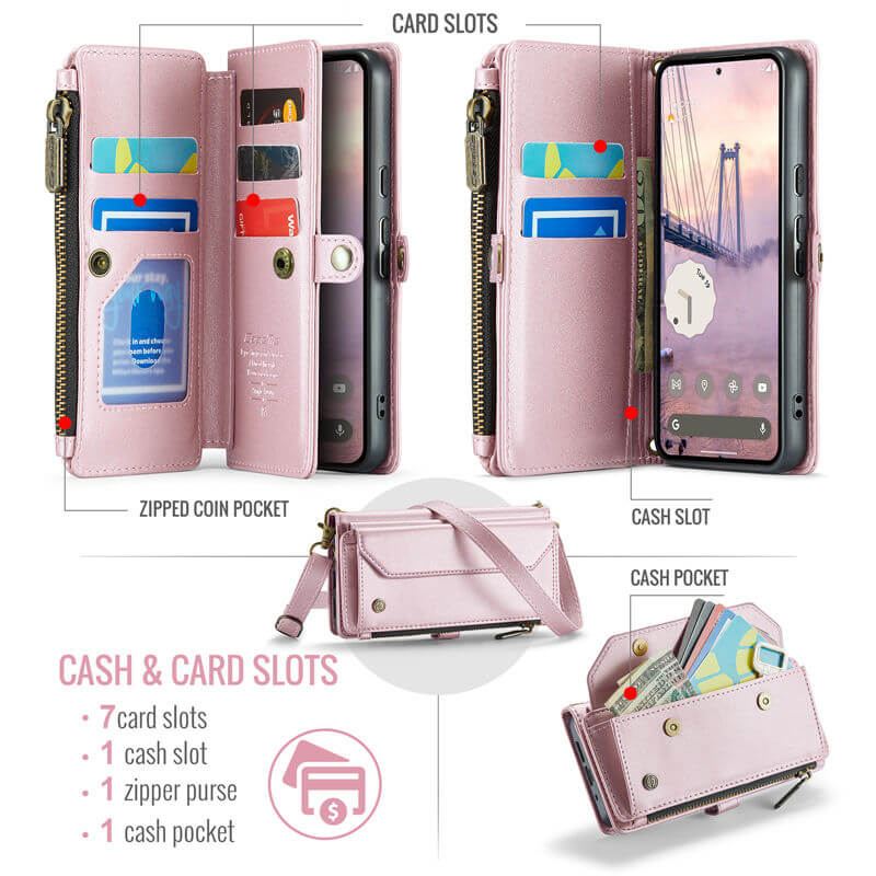 CaseMe Google Pixel 9/Pixel 9 Pro Wallet RFID Blocking Crossbody Phone Case