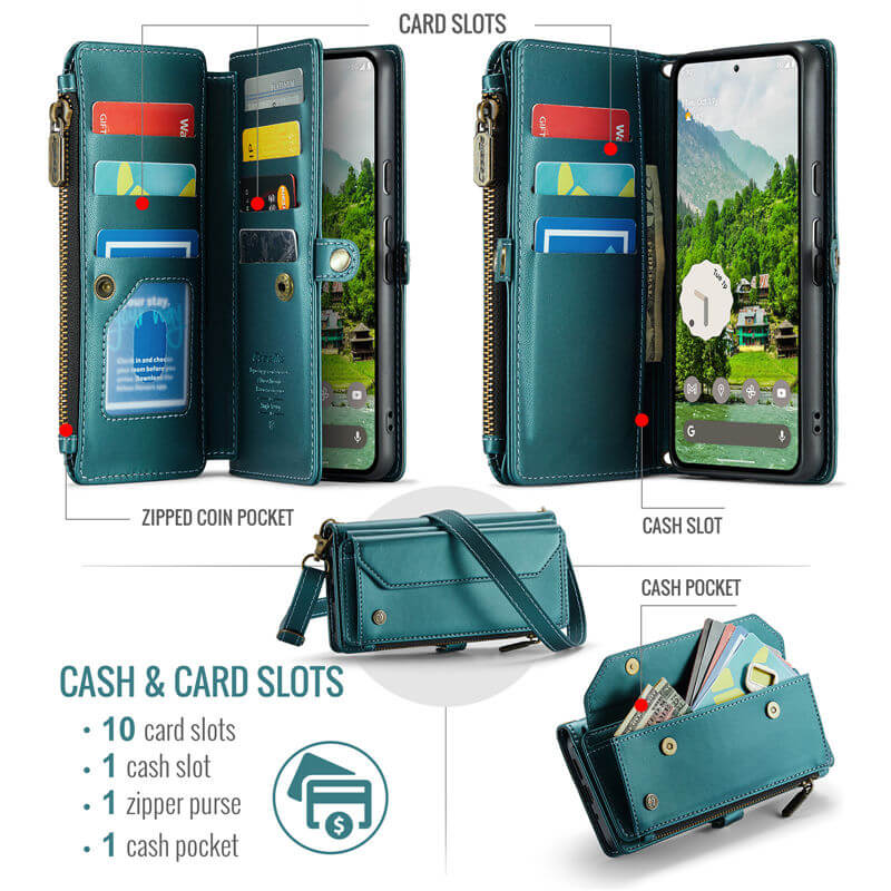 CaseMe Google Pixel 9 Pro XL Wallet RFID Blocking Crossbody Phone Case