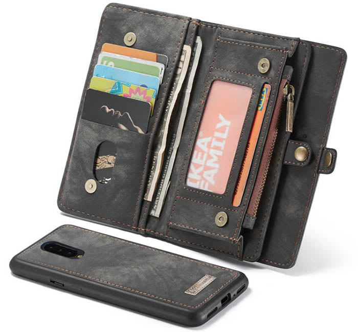 CaseMe OnePlus 7 Pro Zipper Wallet Magnetic Detachable 2 in 1 Folio Case