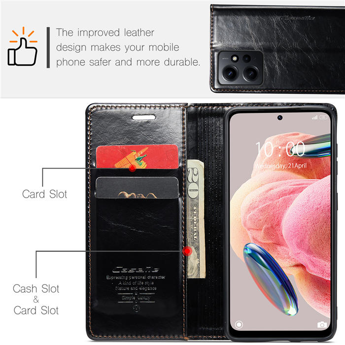 CaseMe Xiaomi Redmi Note 12 4G Wallet Kickstand Magnetic Flip Case