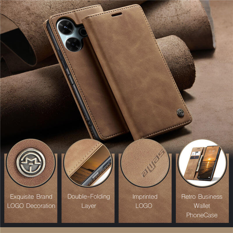 CaseMe Xiaomi Redmi 13 Wallet Suede Leather Case