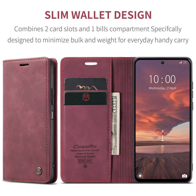 CaseMe Xiaomi Redmi 13 Wallet Suede Leather Case