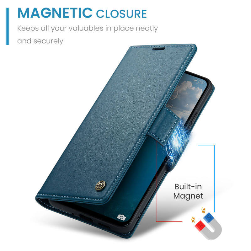 CaseMe Xiaomi Redmi 13 Wallet RFID Blocking Magnetic Buckle Case