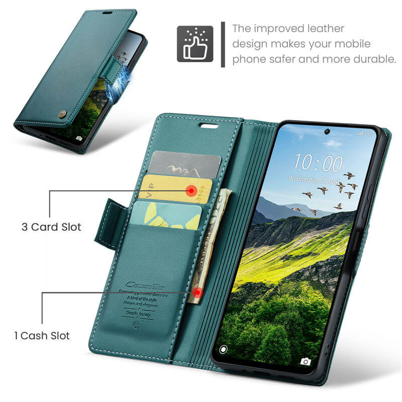 CaseMe Xiaomi Redmi 13 Wallet RFID Blocking Magnetic Buckle Case