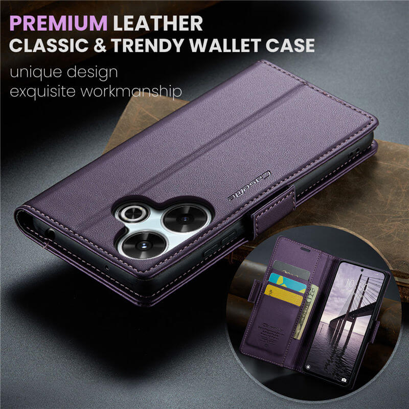 CaseMe Xiaomi Redmi 13 Wallet RFID Blocking Magnetic Buckle Case