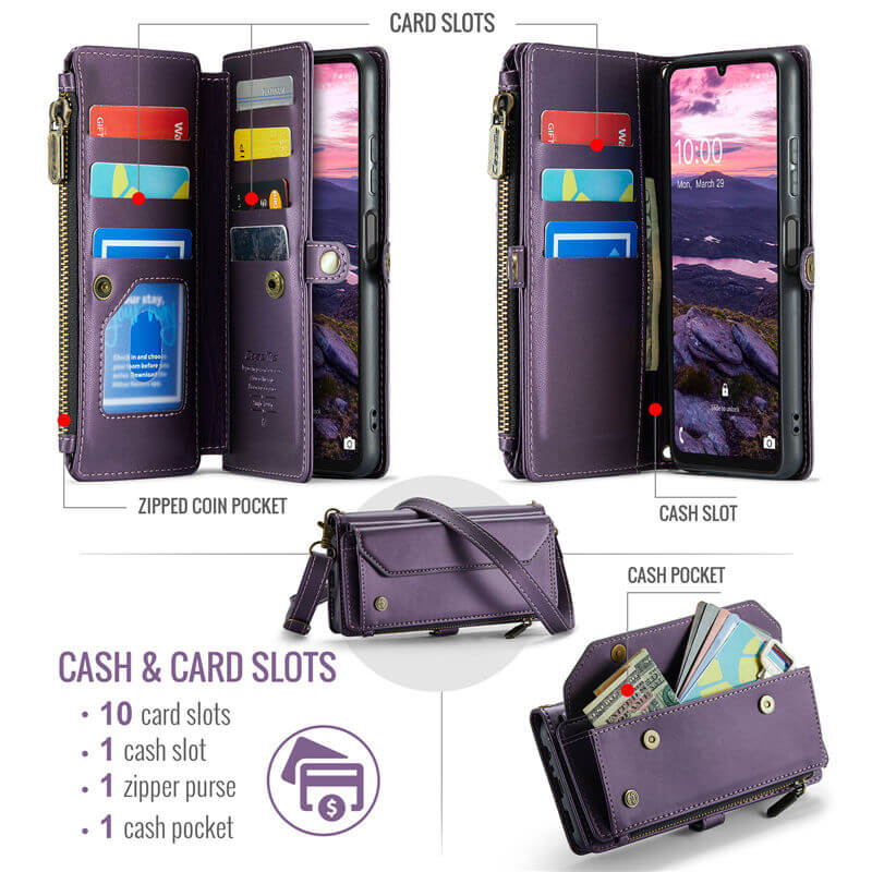 CaseMe Samsung Galaxy A16 5G Wallet RFID Blocking Crossbody Phone Case