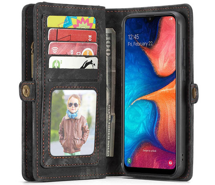 CaseMe Samsung Galaxy A20e Zipper Wallet Magnetic Detachable 2 in 1 Case