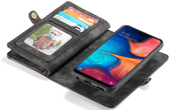 CaseMe Samsung Galaxy A20e Zipper Wallet Magnetic Detachable 2 in 1 Case