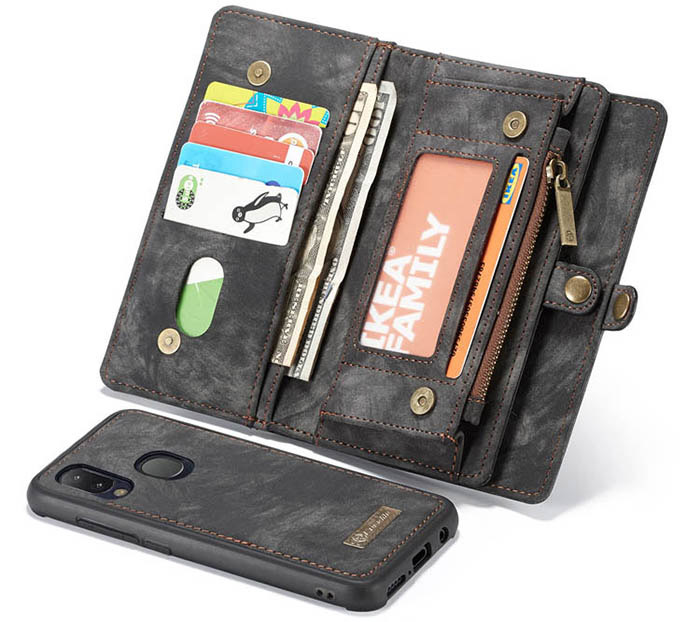 CaseMe Samsung Galaxy A20e Zipper Wallet Magnetic Detachable 2 in 1 Case