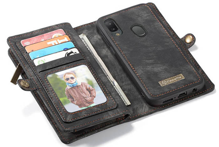 CaseMe Samsung Galaxy A20e Zipper Wallet Magnetic Detachable 2 in 1 Case