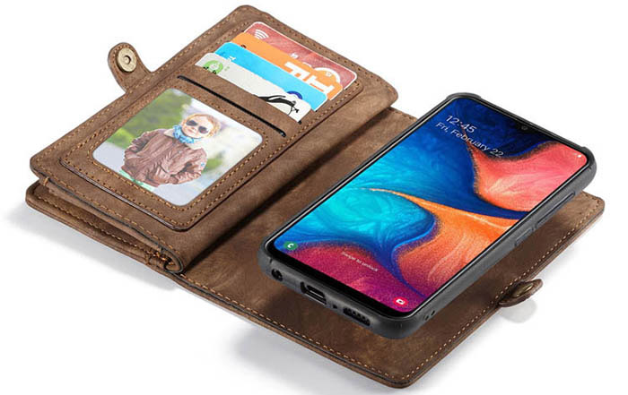 CaseMe Samsung Galaxy A20e Zipper Wallet Magnetic Detachable 2 in 1 Case