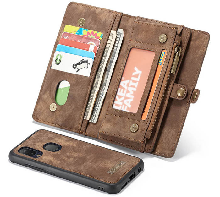 CaseMe Samsung Galaxy A20e Zipper Wallet Magnetic Detachable 2 in 1 Case