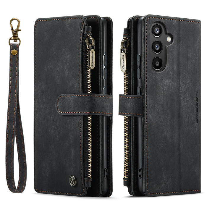 CaseMe Samsung Galaxy A34 5G Wallet kickstand Magnetic Leather Case with Wrist Strap