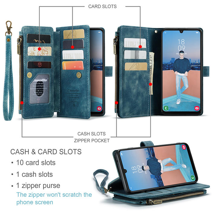 CaseMe Samsung Galaxy A34 5G Wallet kickstand Magnetic Leather Case with Wrist Strap