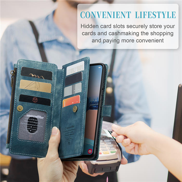 CaseMe Samsung Galaxy A34 5G Wallet kickstand Magnetic Leather Case with Wrist Strap