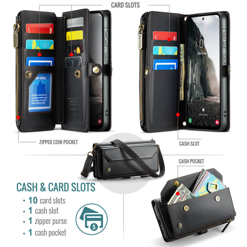 CaseMe Samsung Galaxy A56 5G Wallet RFID Blocking Crossbody Phone Case