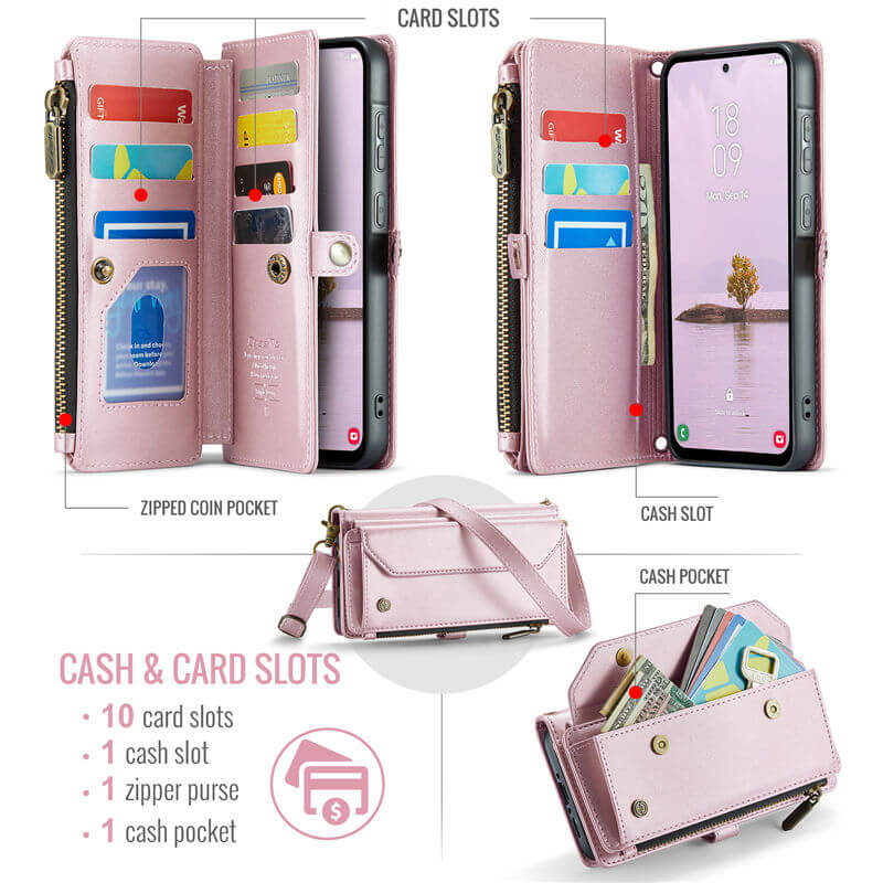 CaseMe Samsung Galaxy A56 5G Wallet RFID Blocking Crossbody Phone Case