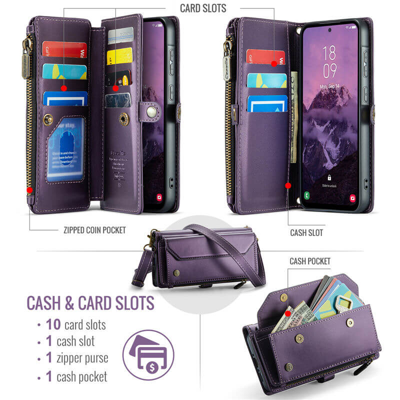 CaseMe Samsung Galaxy A36 5G Wallet RFID Blocking Crossbody Phone Case