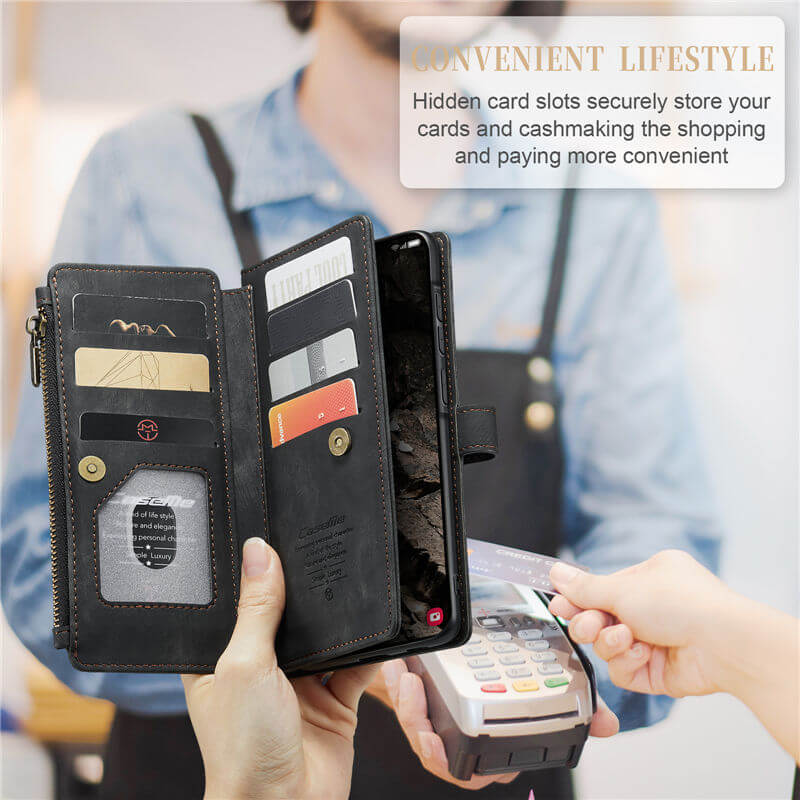 CaseMe Samsung Galaxy A37 Wallet Leather Case with Wrist Strap