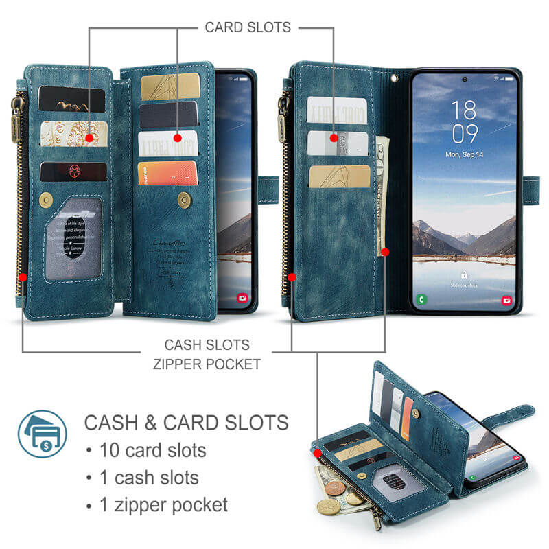 CaseMe Samsung Galaxy A37 Wallet Leather Case with Wrist Strap