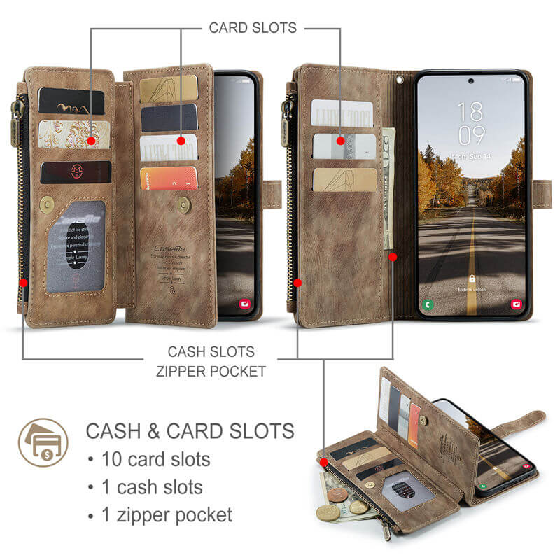 CaseMe Samsung Galaxy A37 Wallet Leather Case with Wrist Strap