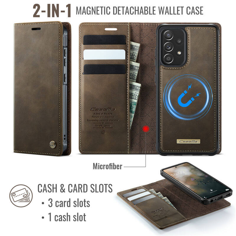 CaseMe Samsung Galaxy A52 2-in-1 Magnetic Wallet Case