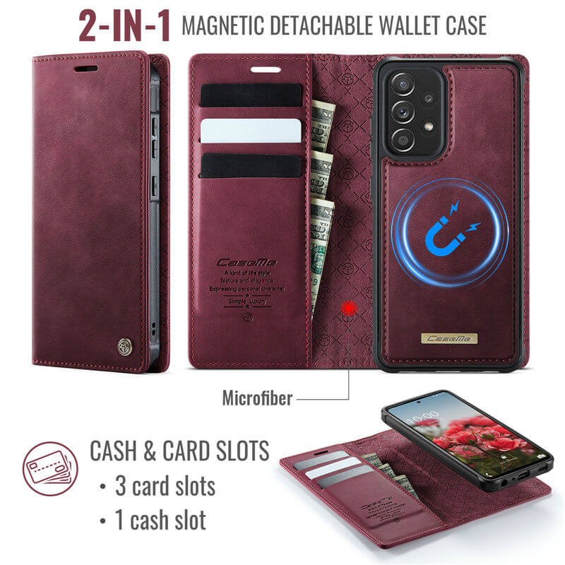 CaseMe Samsung Galaxy A52 2-in-1 Magnetic Wallet Case