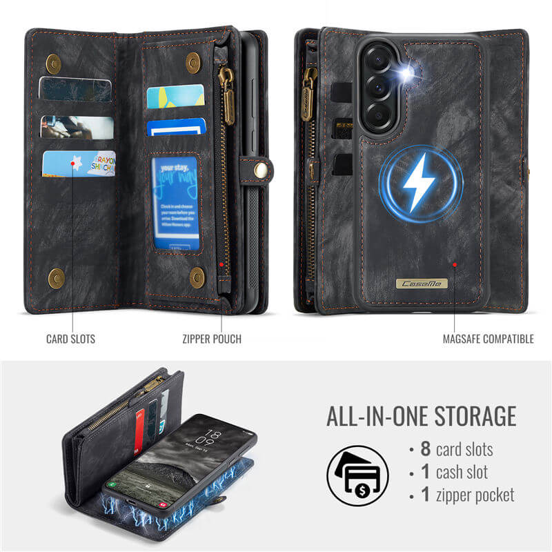 CaseMe Samsung Galaxy A57 2-in-1 Magnetic Wallet Case with Wrist Strap