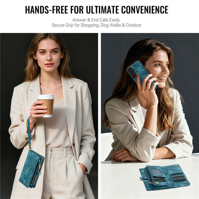 CaseMe Samsung Galaxy A57 2-in-1 Magnetic Wallet Case with Wrist Strap