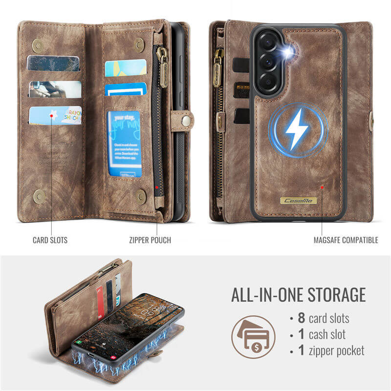 CaseMe Samsung Galaxy A57 2-in-1 Magnetic Wallet Case with Wrist Strap