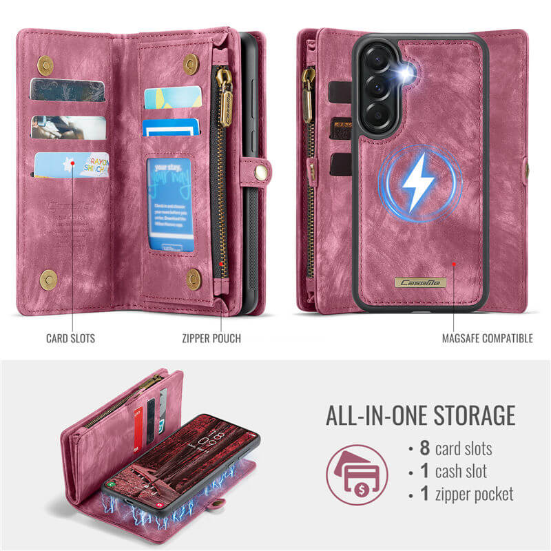 CaseMe Samsung Galaxy A57 2-in-1 Magnetic Wallet Case with Wrist Strap