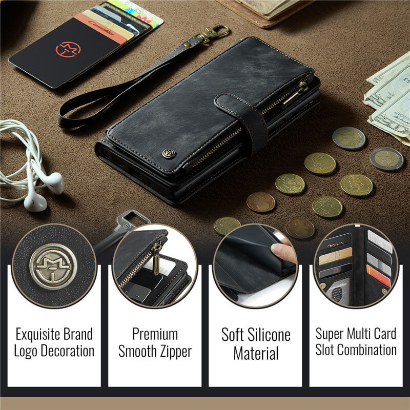 CaseMe Samsung Galaxy A57 Wallet Leather Case with Wrist Strap
