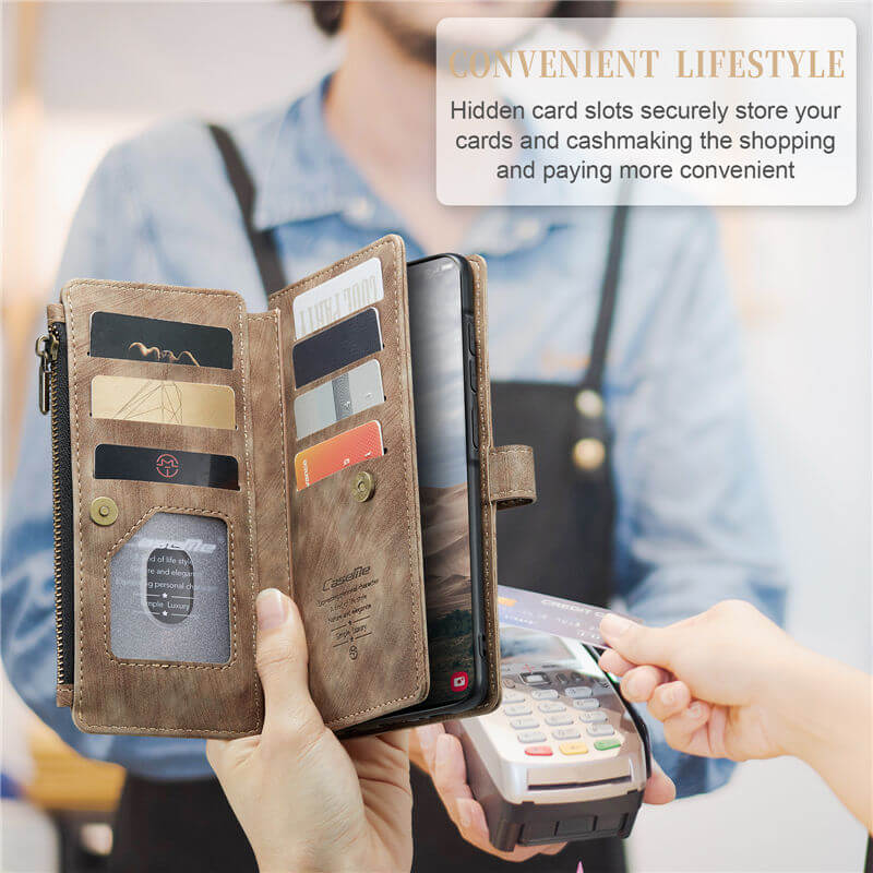 CaseMe Samsung Galaxy A57 Wallet Leather Case with Wrist Strap