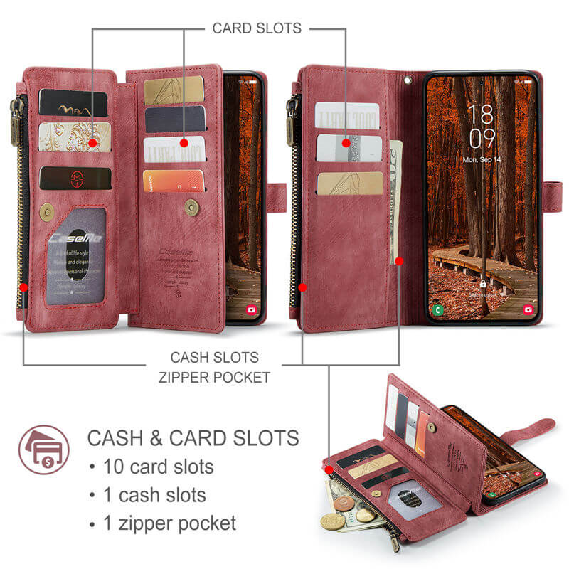 CaseMe Samsung Galaxy A57 Wallet Leather Case with Wrist Strap