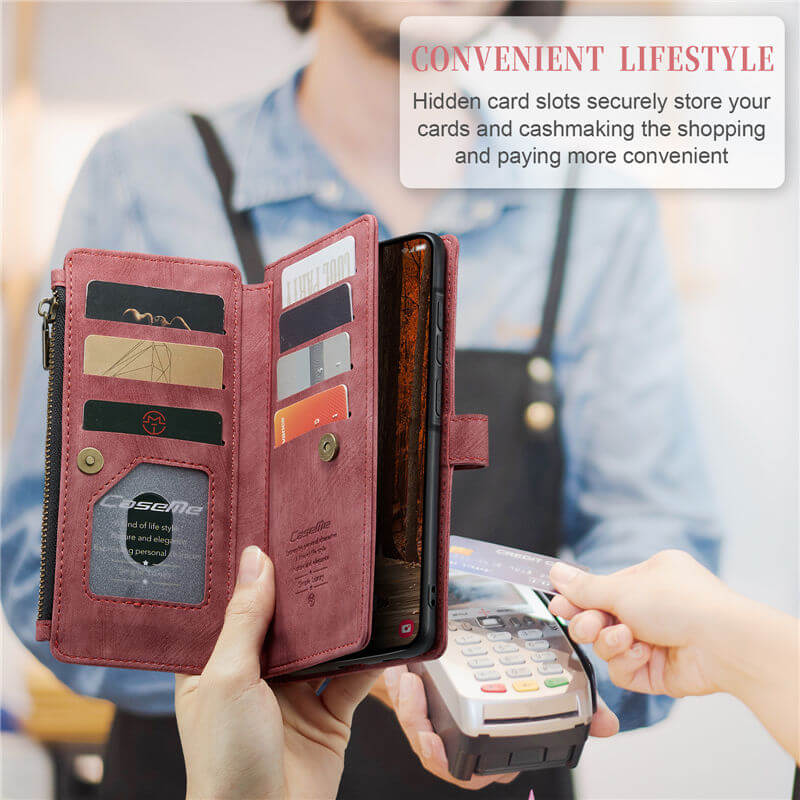 CaseMe Samsung Galaxy A57 Wallet Leather Case with Wrist Strap