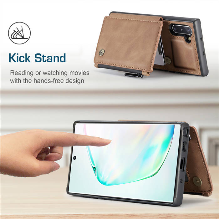 CaseMe Samsung Galaxy Note 10 Zipper Pocket Card Slots Case Brown