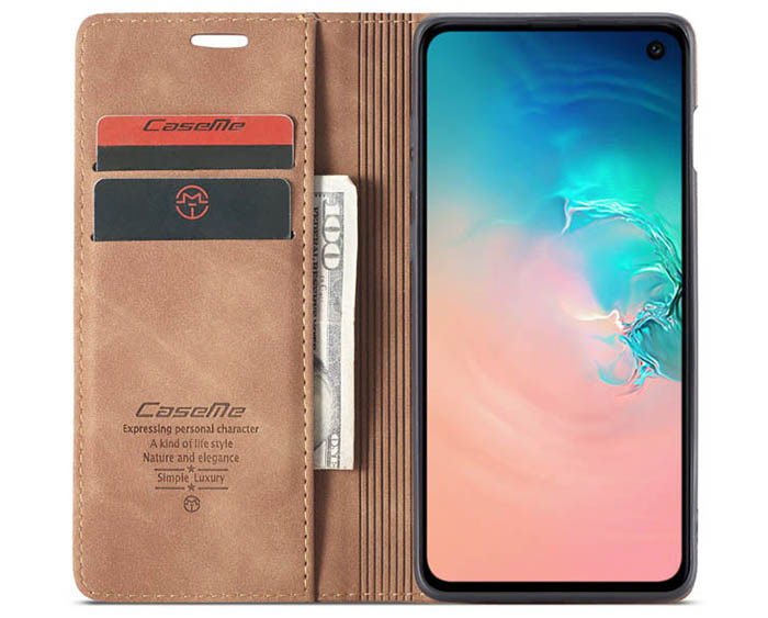 CaseMe Samsung Galaxy S10e Retro Wallet Kickstand Magnetic Flip Leather Case