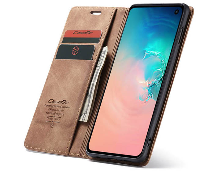 CaseMe Samsung Galaxy S10e Retro Wallet Kickstand Magnetic Flip Leather Case